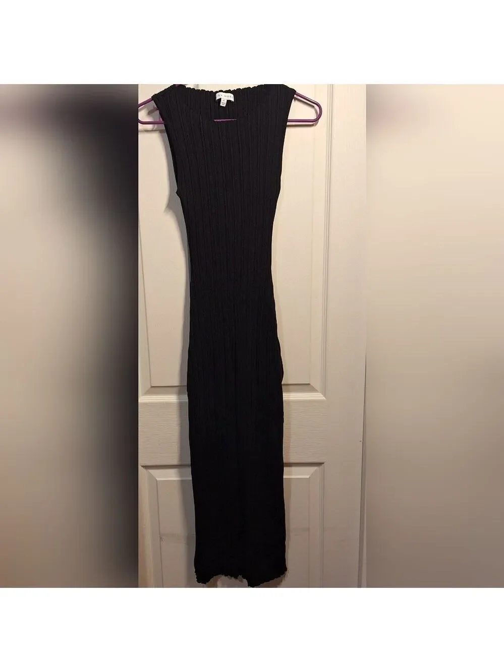 Fitted Long Length Moiu Muse Black Ribbed Maxi Dress Size Small